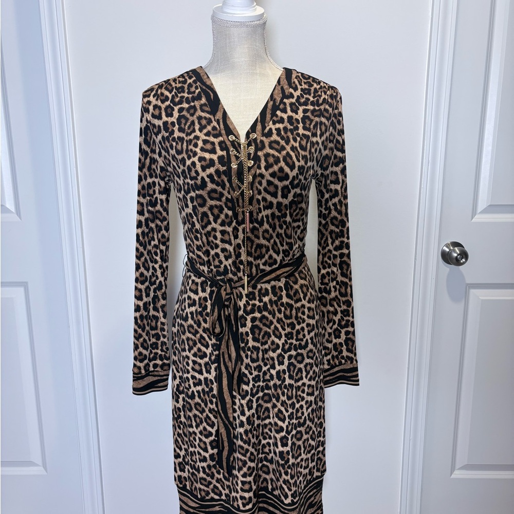 Michael Kors Leopard Print Long Sleeve Dress